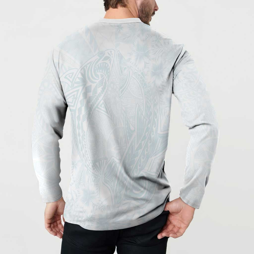 Polynesia Button Sweatshirt Sharks Duo Tropical Off White