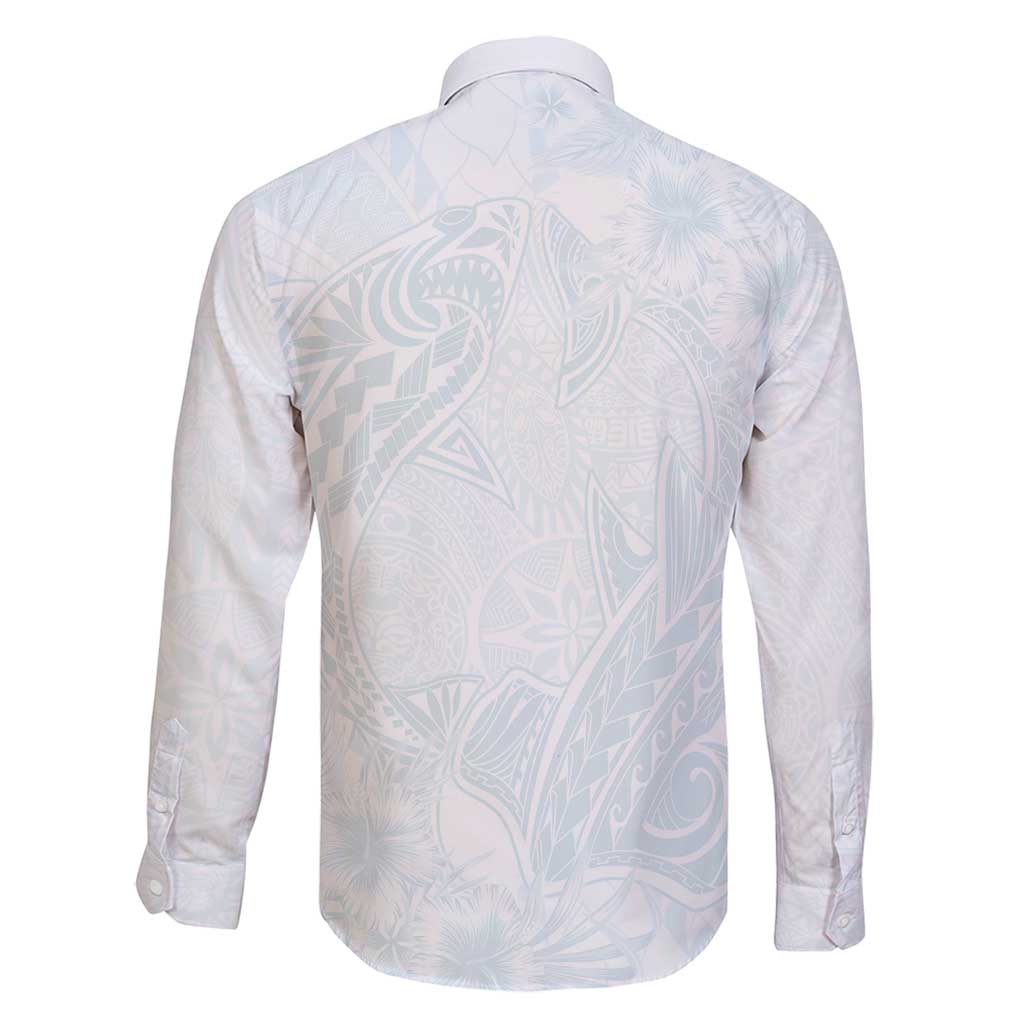 Polynesia Family Matching Mermaid Dress and Hawaiian Shirt Sharks Duo Tropical Off White