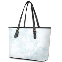 Polynesia Leather Tote Bag Sharks Duo Tropical Off White