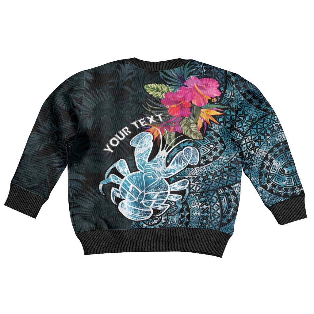 Niue Personalised Kid Ugly Christmas Sweater Hiapo Mix Coconut Crab LT7 - Polynesian Pride