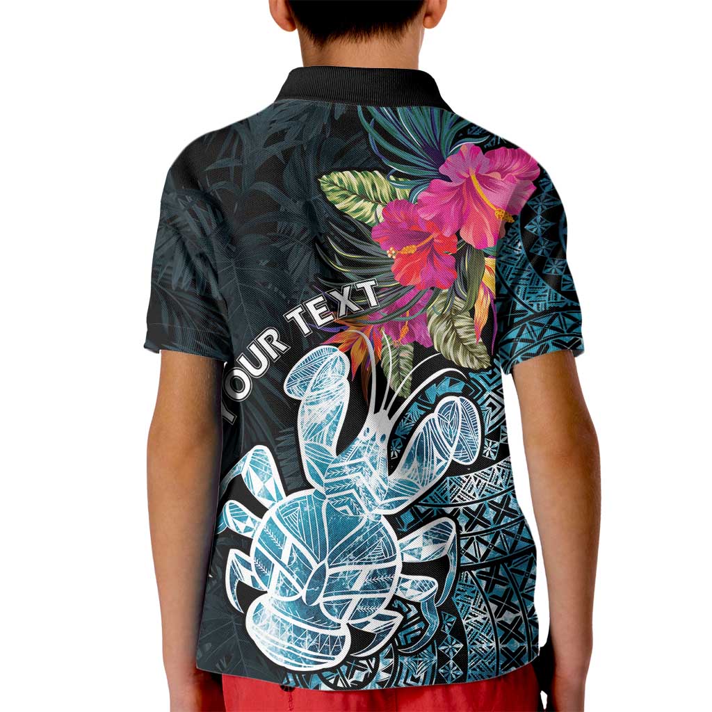 Niue Personalised Kid Polo Shirt Hiapo Mix Coconut Crab LT7 - Polynesian Pride