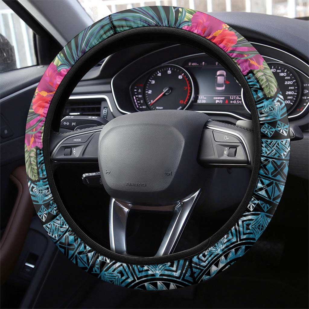 Niue Personalised Steering Wheel Cover Hiapo Mix Coconut Crab