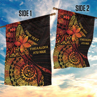 Niue Fakaalofa Atu Personalised Garden Flag Whale Hiapo Fiery Motif LT7 - Polynesian Pride