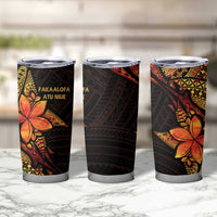Niue Fakaalofa Atu Tumbler Cup Whale Hiapo Fiery Motif