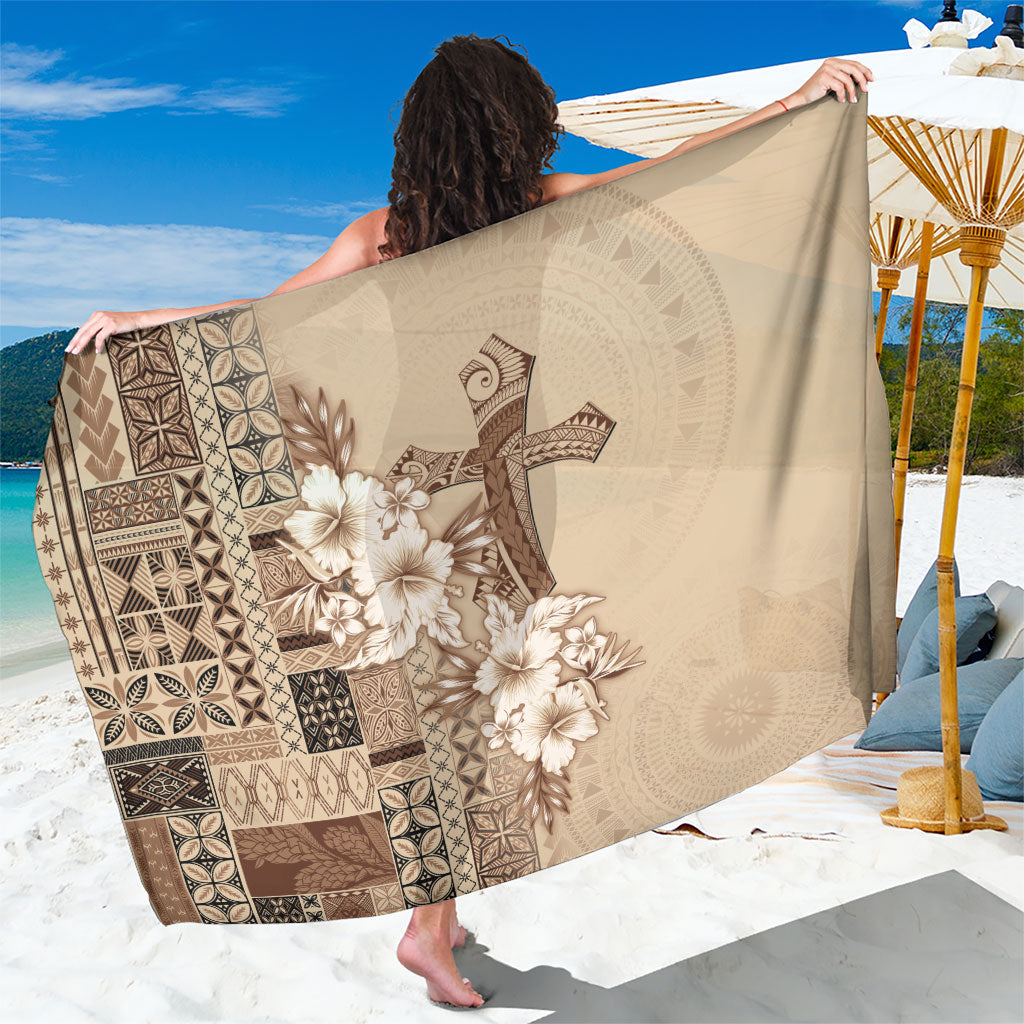 Samoa AIGA Mamanu Siapo Malu Motifs Sarong LT7 One Size 44 x 66 inches Beige - Polynesian Pride