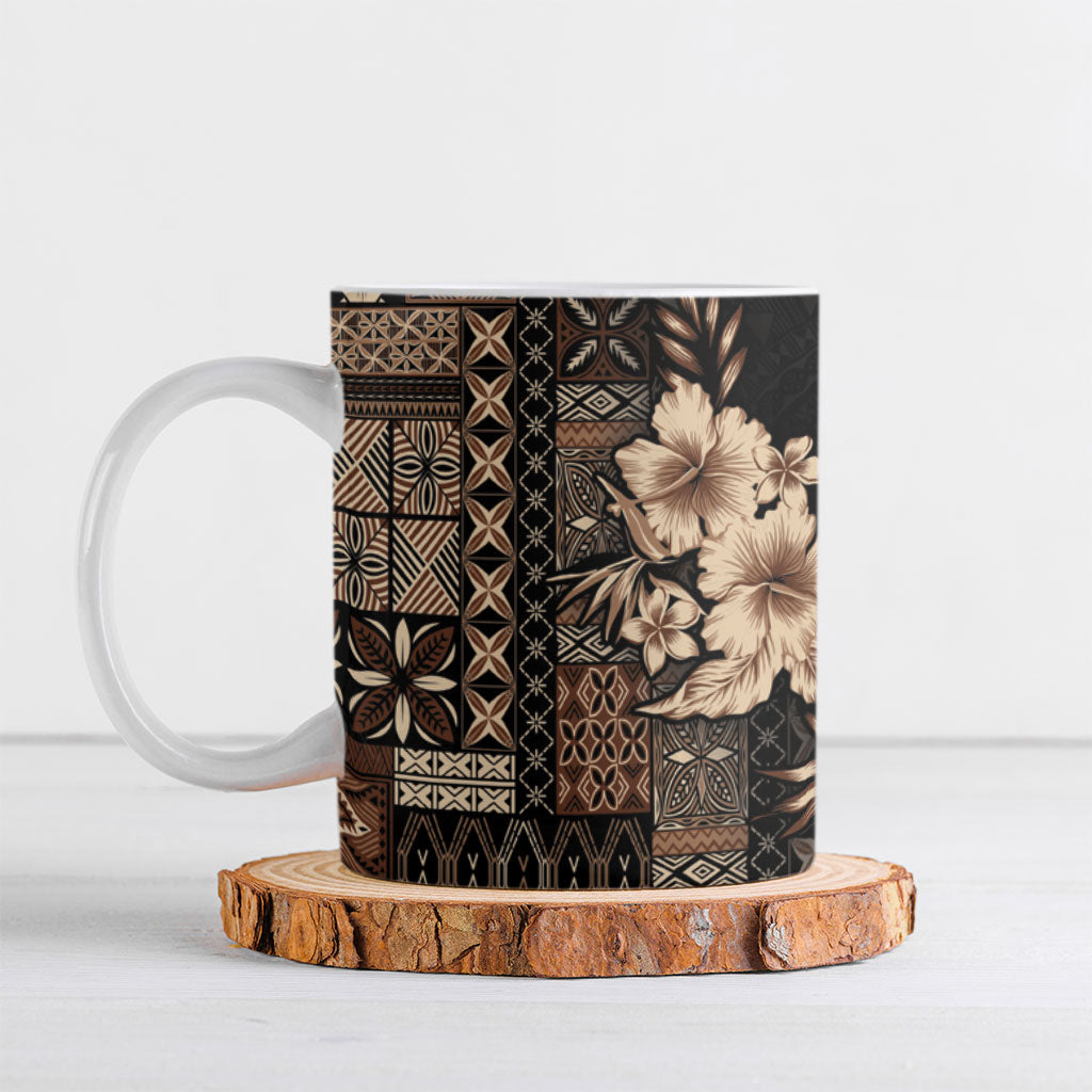 Samoa AIGA Mamanu Siapo Malu Motifs Ceramic Mug Black Ver LT7 Black - Polynesian Pride