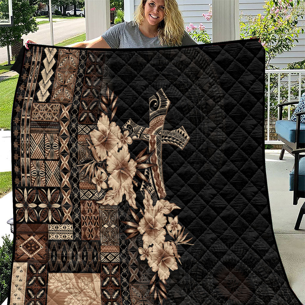 Samoa AIGA Mamanu Siapo Malu Motifs Quilt Black Ver