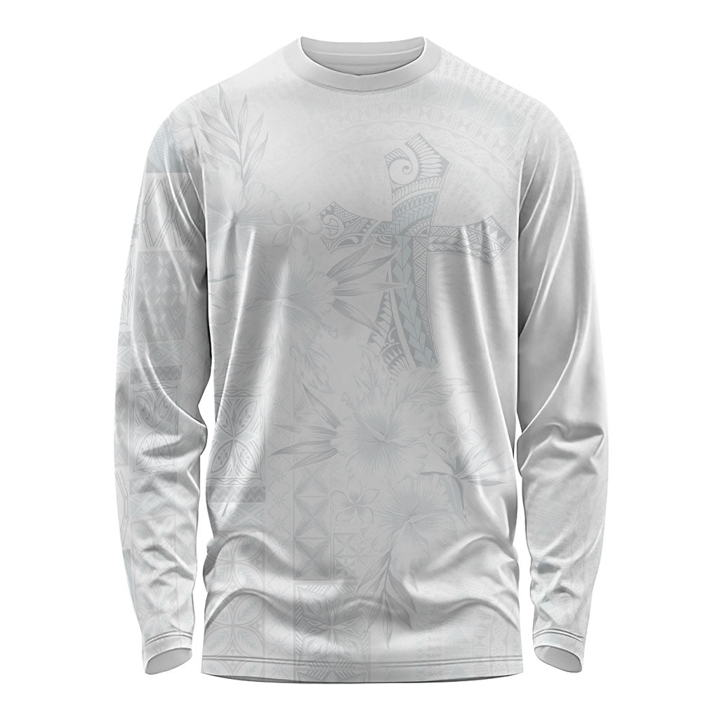 Samoa AIGA Mamanu Siapo Malu Motifs Long Sleeve Shirt Lotu a Tamaiti White Ver LT7 Unisex White - Polynesian Pride