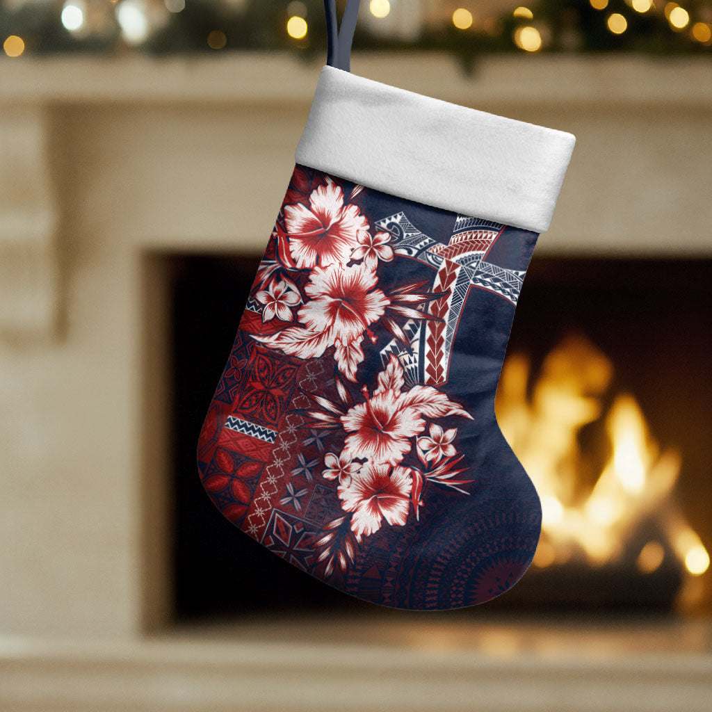 Samoa AIGA Mamanu Siapo Malu Motifs Christmas Stocking Flag Color LT7 Set of 2 Navy Blue - Polynesian Pride