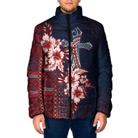 Samoa AIGA Mamanu Siapo Malu Motifs Padded Jacket Flag Color LT7 Men Navy Blue - Polynesian Pride