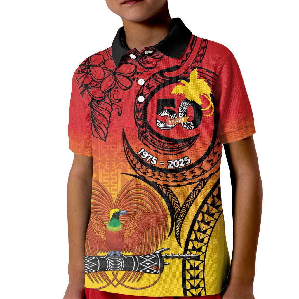 Papua New Guinea 50 Years Kid Polo Shirt Motuan Motifs