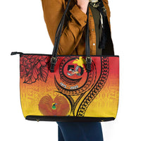Papua New Guinea 50 Years Leather Tote Bag Motuan Motifs