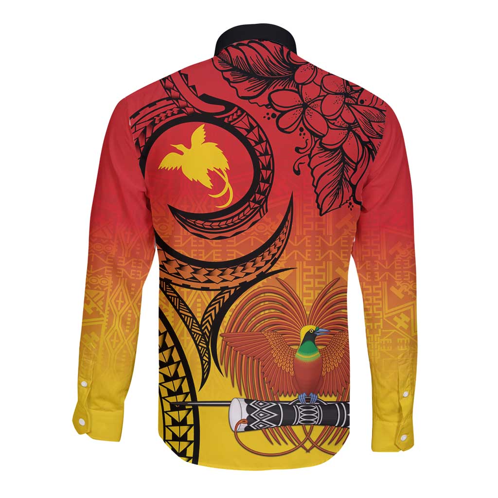 Papua New Guinea 50 Years Long Sleeve Button Shirt Motuan Motifs