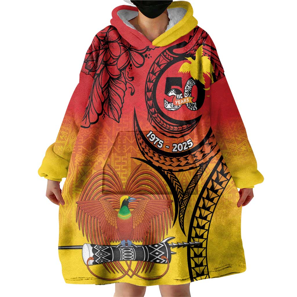 Papua New Guinea 50 Years Wearable Blanket Hoodie Motuan Motifs