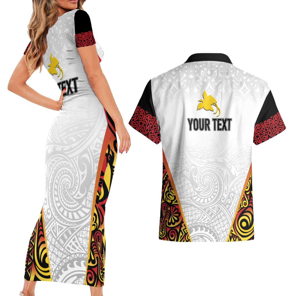Personalized Papua New Guinea Couples Matching Short Sleeve Bodycon Dress and Hawaiian Shirt Hapi De bilong Indipendens PNG