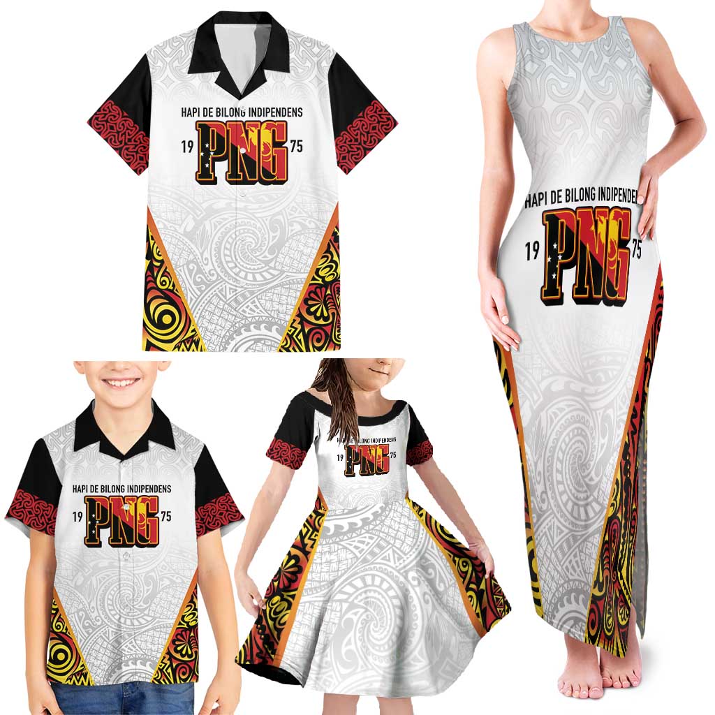 Personalized Papua New Guinea Family Matching Tank Maxi Dress and Hawaiian Shirt Hapi De bilong Indipendens PNG