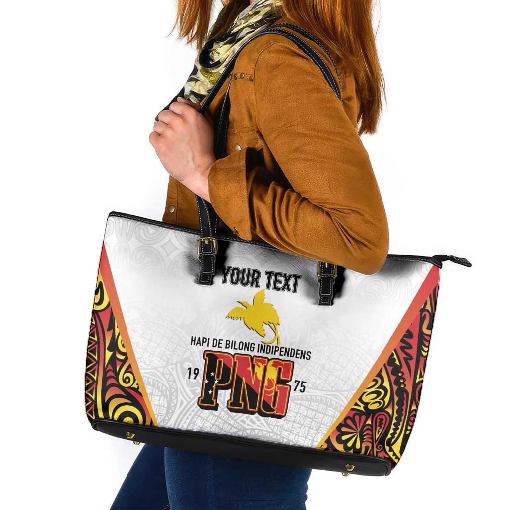 Personalized Papua New Guinea Leather Tote Bag Hapi De bilong Indipendens PNG
