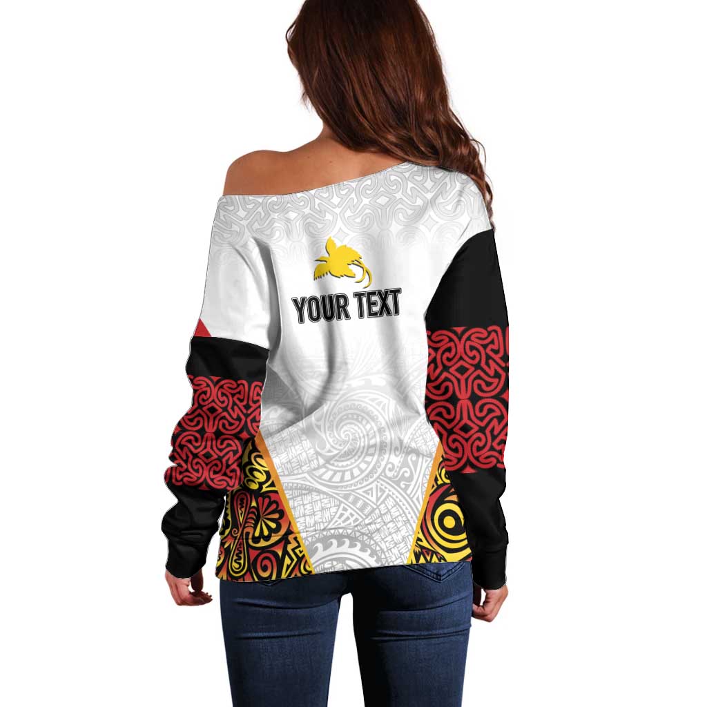 Personalized Papua New Guinea Off Shoulder Sweater Hapi De bilong Indipendens PNG
