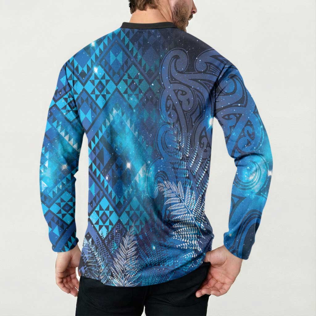 Aotearoa Taniko Matariki Button Sweatshirt Cosmic Blue