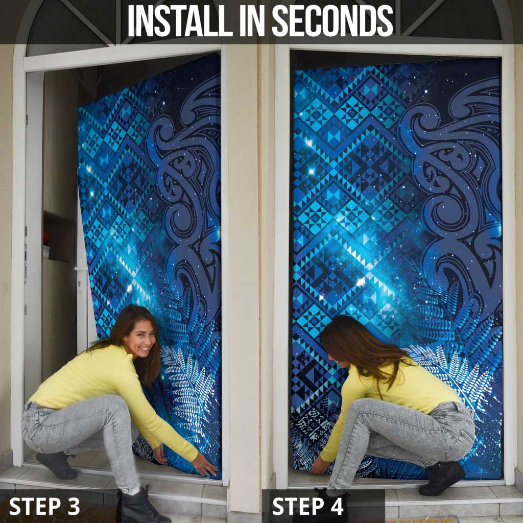 Aotearoa Taniko Matariki Door Cover Cosmic Blue