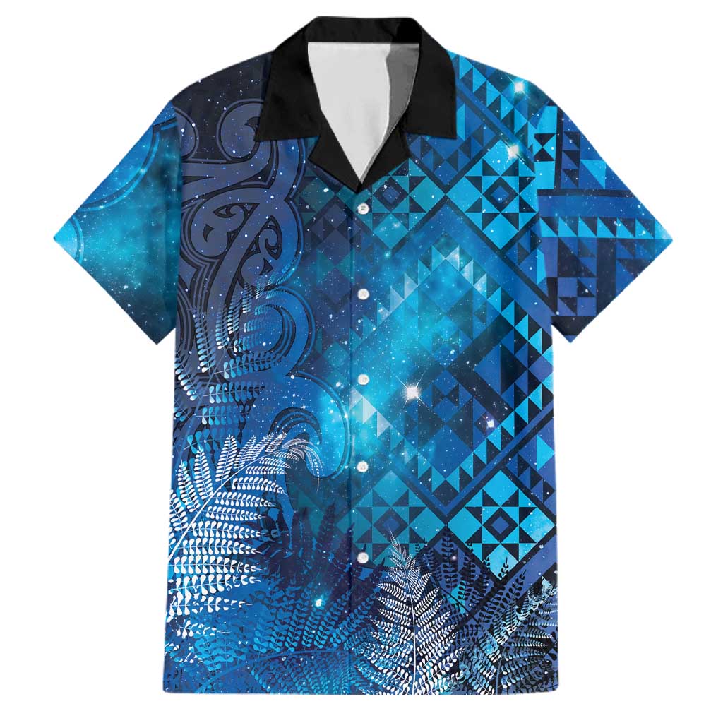 Aotearoa Taniko Matariki Family Matching Off Shoulder Maxi Dress and Hawaiian Shirt Cosmic Blue