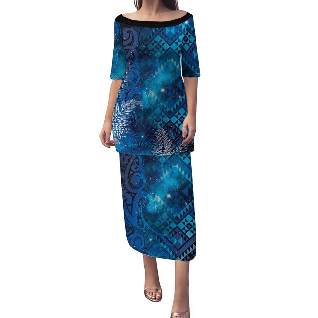 Aotearoa Taniko Matariki Family Matching Puletasi and Hawaiian Shirt Cosmic Blue
