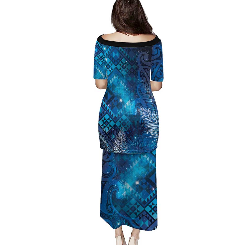 Aotearoa Taniko Matariki Family Matching Puletasi and Hawaiian Shirt Cosmic Blue