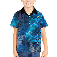 Aotearoa Taniko Matariki Family Matching Puletasi and Hawaiian Shirt Cosmic Blue