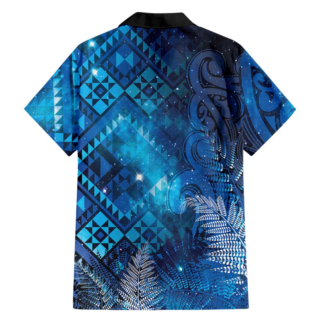 Aotearoa Taniko Matariki Family Matching Short Sleeve Bodycon Dress and Hawaiian Shirt Cosmic Blue