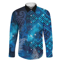 Aotearoa Taniko Matariki Family Matching Short Sleeve Bodycon Dress and Hawaiian Shirt Cosmic Blue