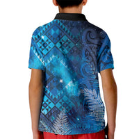 Aotearoa Taniko Matariki Kid Polo Shirt Cosmic Blue