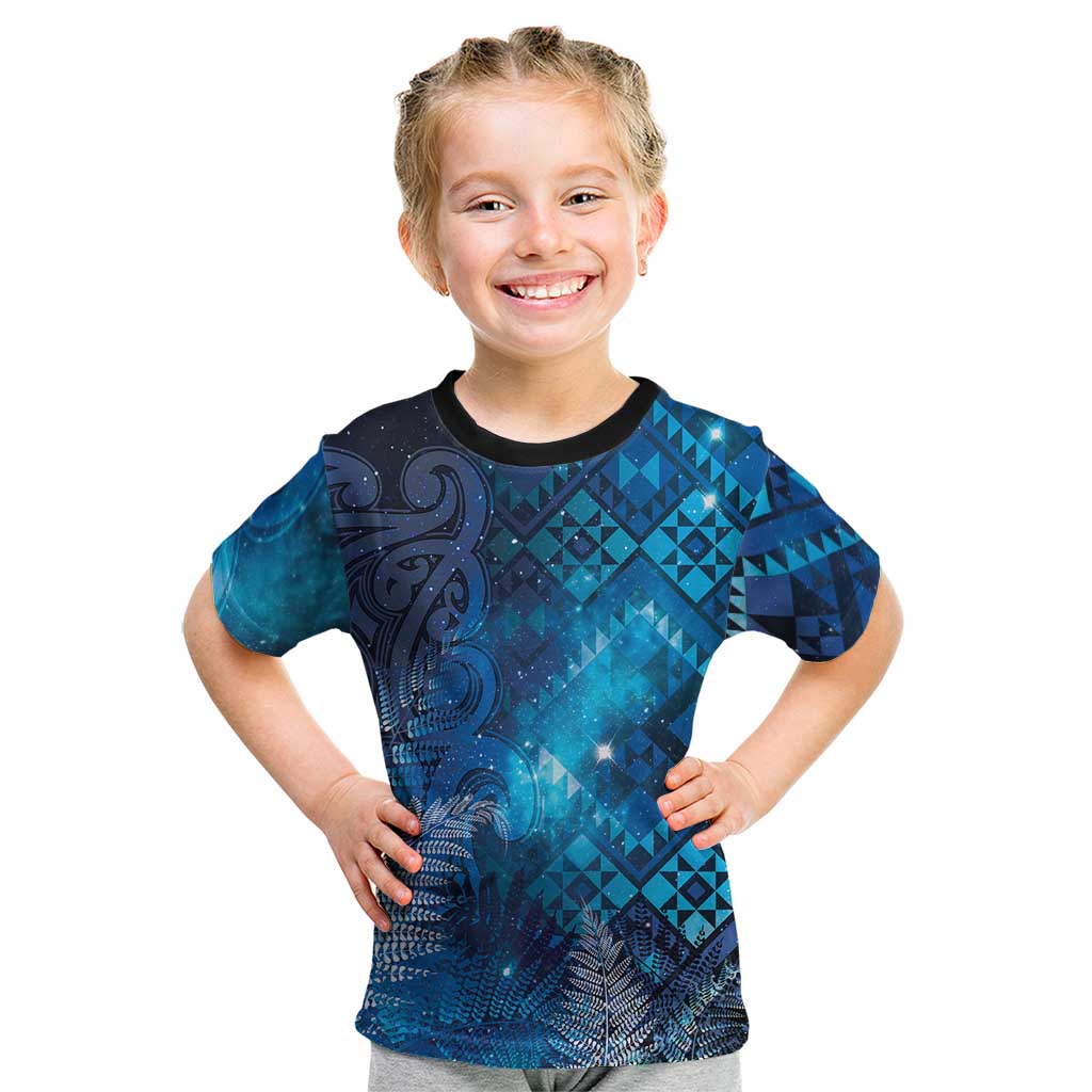 Aotearoa Taniko Matariki Kid T Shirt Cosmic Blue