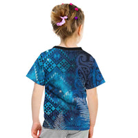 Aotearoa Taniko Matariki Kid T Shirt Cosmic Blue