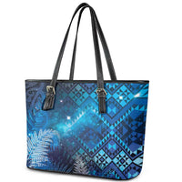 Aotearoa Taniko Matariki Leather Tote Bag Cosmic Blue