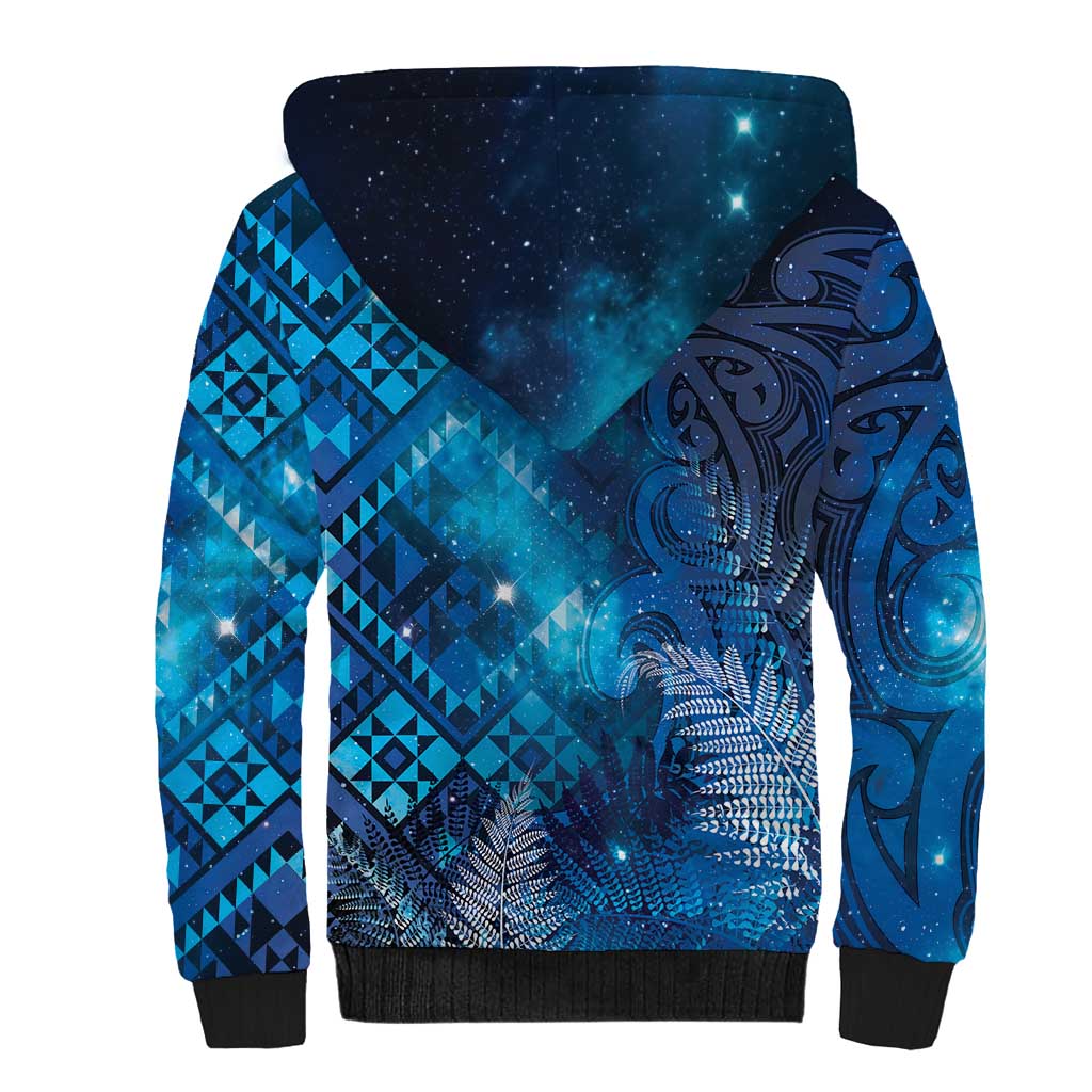 Aotearoa Taniko Matariki Sherpa Hoodie Cosmic Blue