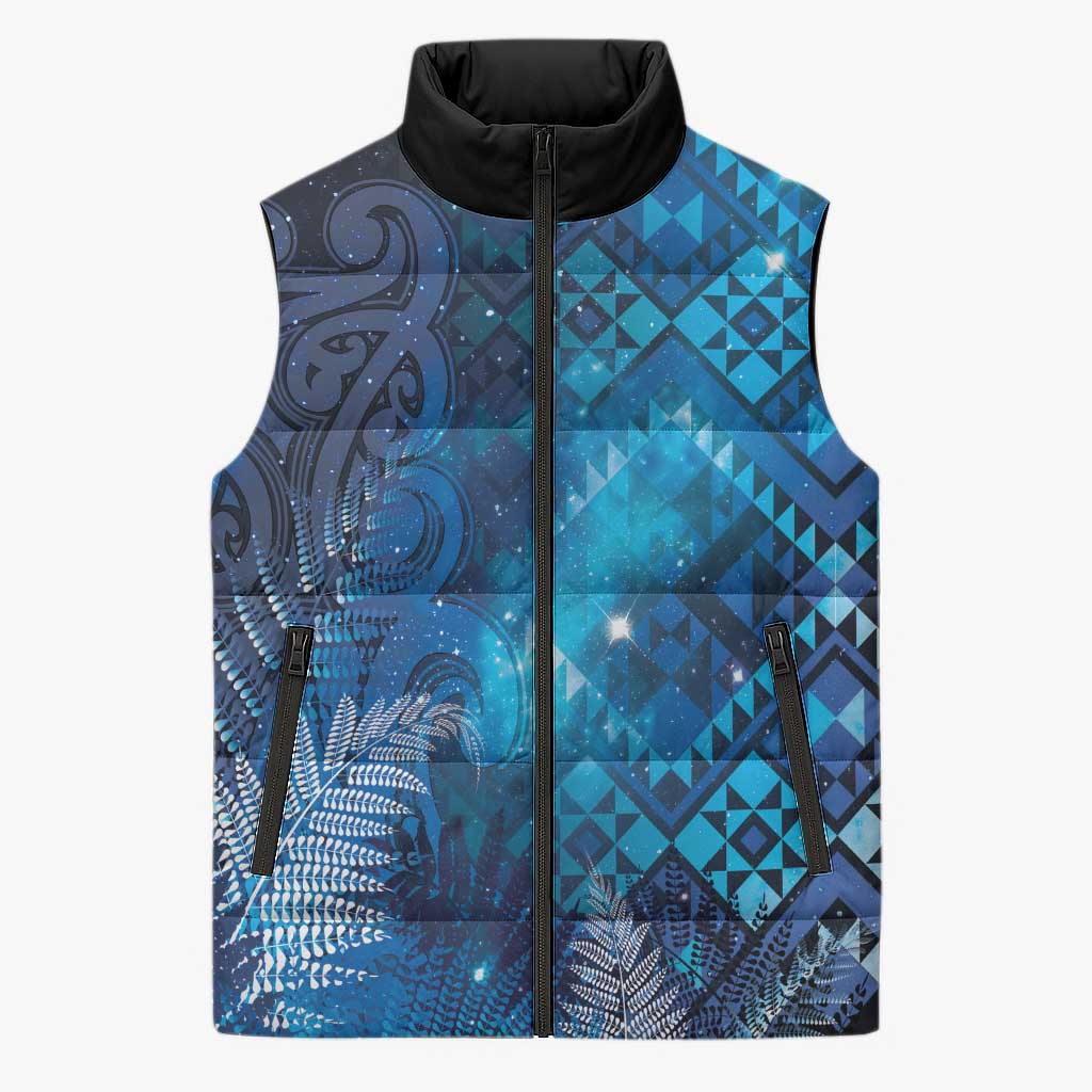 Aotearoa Taniko Matariki Sleeveless Puffer Jacket Cosmic Blue