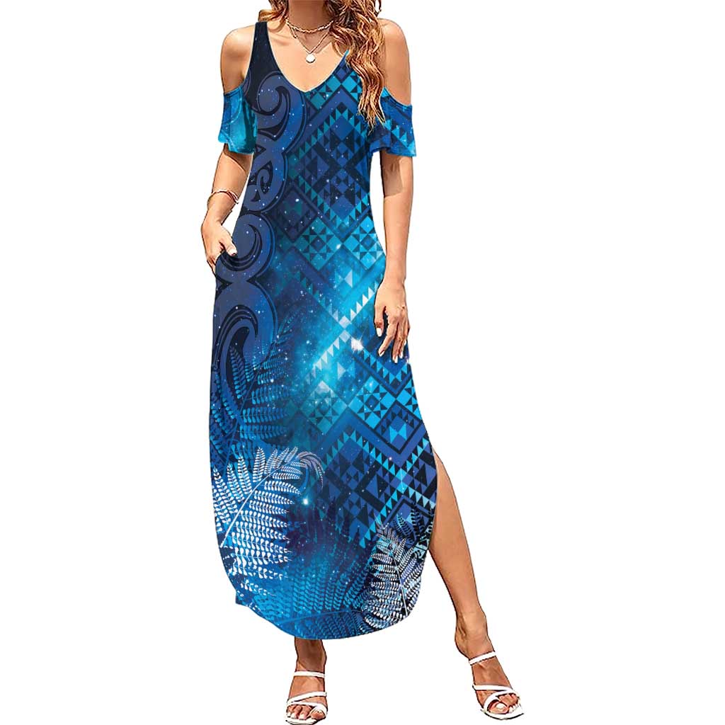 Aotearoa Taniko Matariki Summer Maxi Dress Cosmic Blue