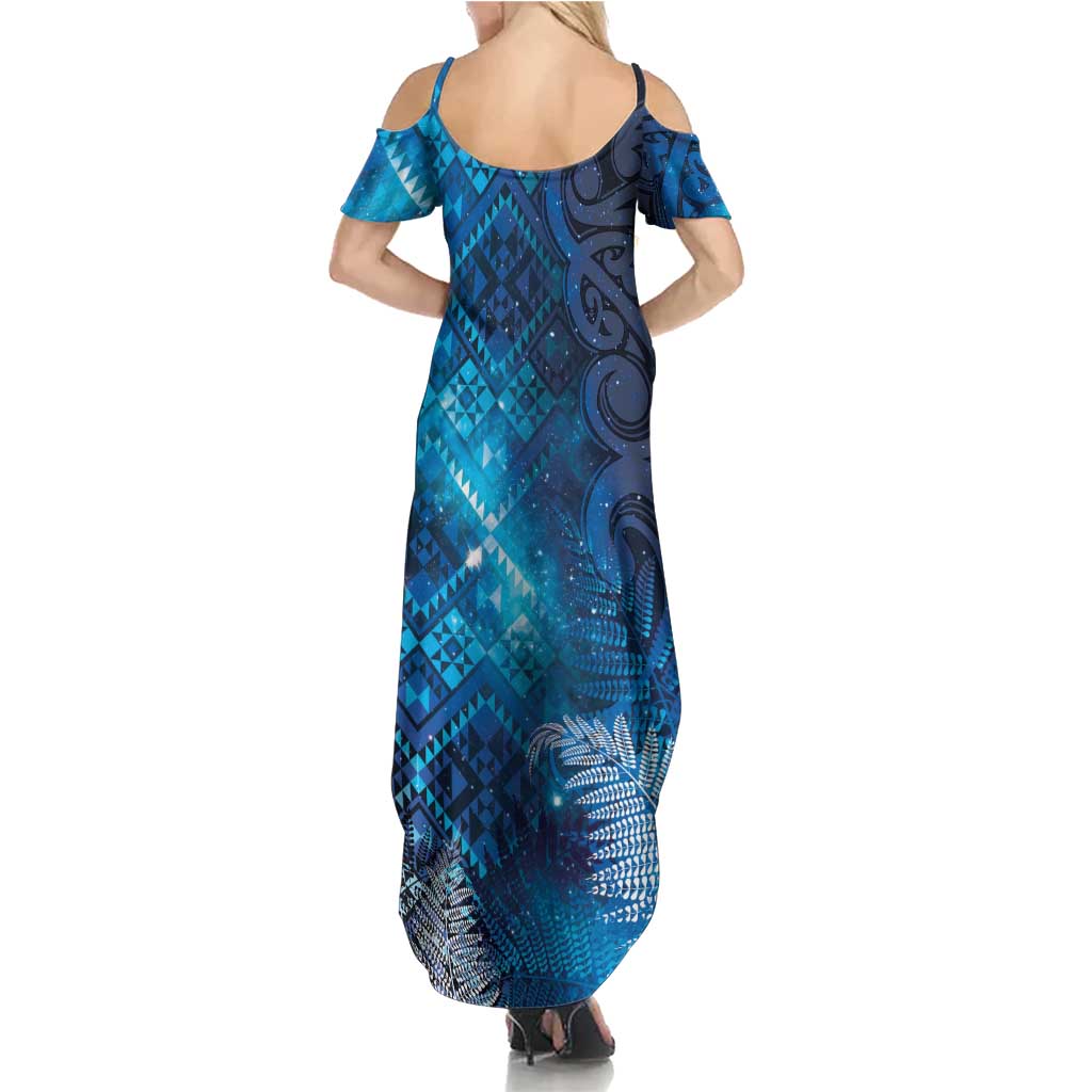 Aotearoa Taniko Matariki Summer Maxi Dress Cosmic Blue