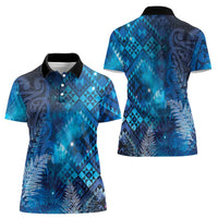 Aotearoa Taniko Matariki Women Polo Shirt Cosmic Blue