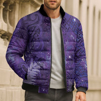 Aotearoa Taniko Matariki Bomber Puffer Jacket Cosmic Violet