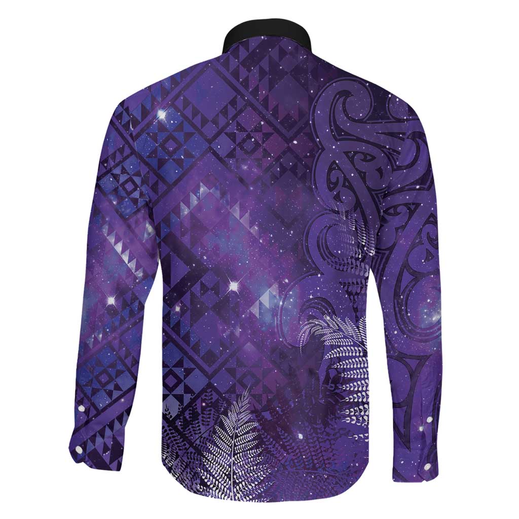 Aotearoa Taniko Matariki Family Matching Off The Shoulder Long Sleeve Dress and Hawaiian Shirt Cosmic Violet