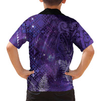 Aotearoa Taniko Matariki Family Matching Off Shoulder Short Dress and Hawaiian Shirt Cosmic Violet