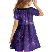 Aotearoa Taniko Matariki Family Matching Off Shoulder Short Dress and Hawaiian Shirt Cosmic Violet