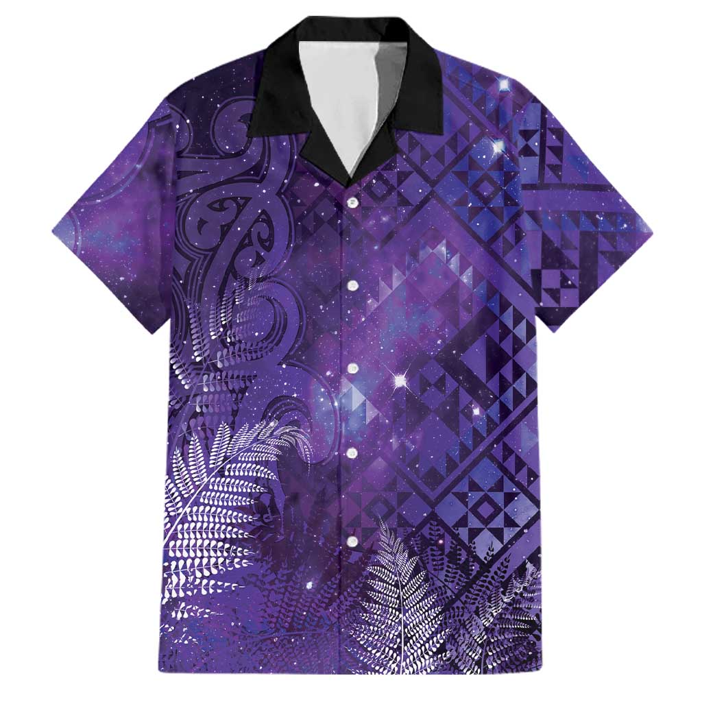 Aotearoa Taniko Matariki Family Matching Off Shoulder Short Dress and Hawaiian Shirt Cosmic Violet