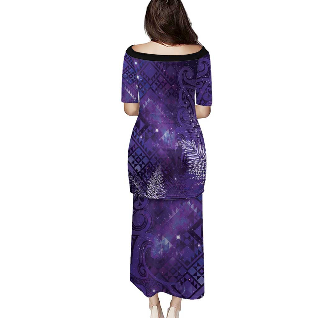 Aotearoa Taniko Matariki Family Matching Puletasi and Hawaiian Shirt Cosmic Violet