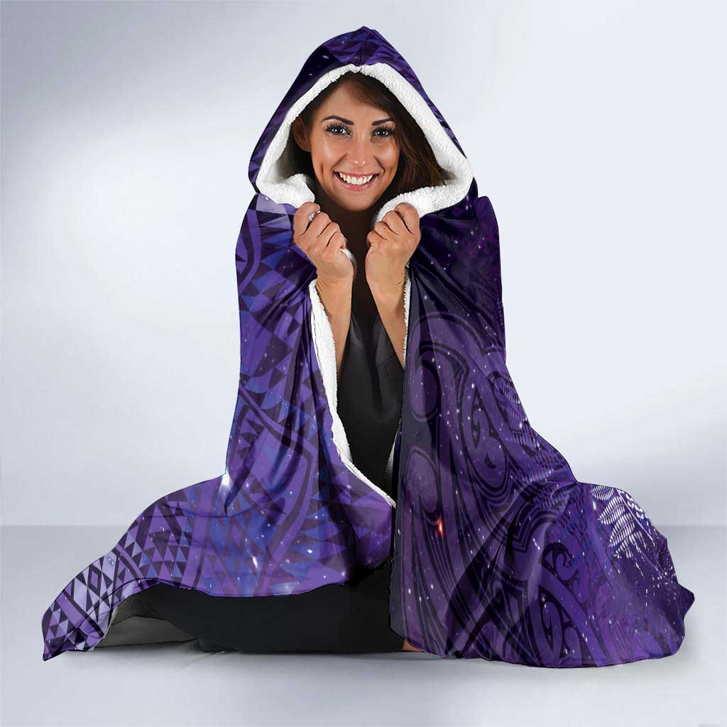 Aotearoa Taniko Matariki Hooded Blanket Cosmic Violet