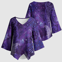 Aotearoa Taniko Matariki Kimono Sleeve Blouse Cosmic Violet