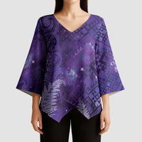 Aotearoa Taniko Matariki Kimono Sleeve Blouse Cosmic Violet