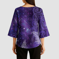 Aotearoa Taniko Matariki Kimono Sleeve Blouse Cosmic Violet