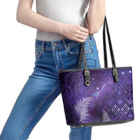 Aotearoa Taniko Matariki Leather Tote Bag Cosmic Violet